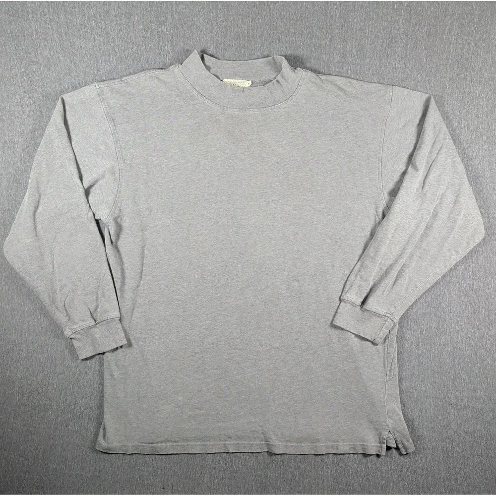 Vtg Mock Neck Sweater BANANA REPUBLIC Safari LS Shirt Cotton 90s Gray Mens XL